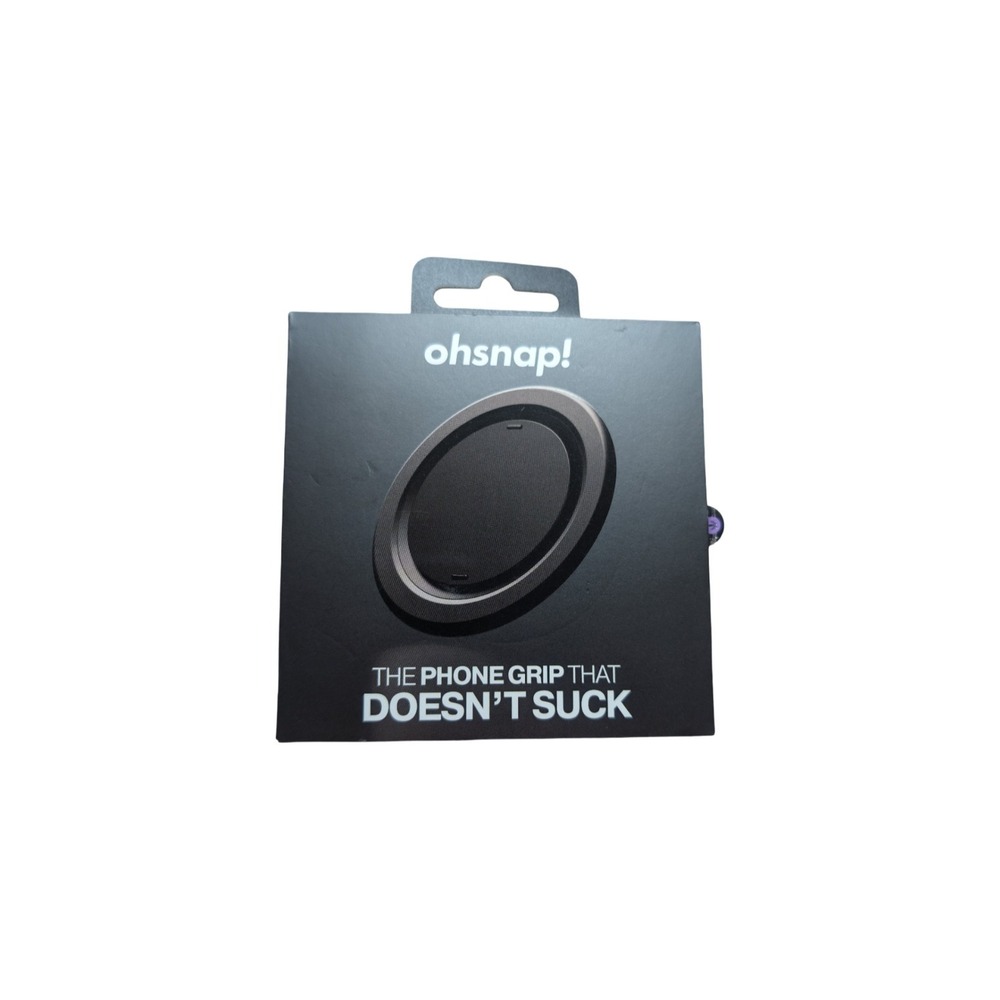 Gg1-O OhSnap Magnetic Ultra Thin Grip & Stand w Magsafe Charge-thru Boring Black